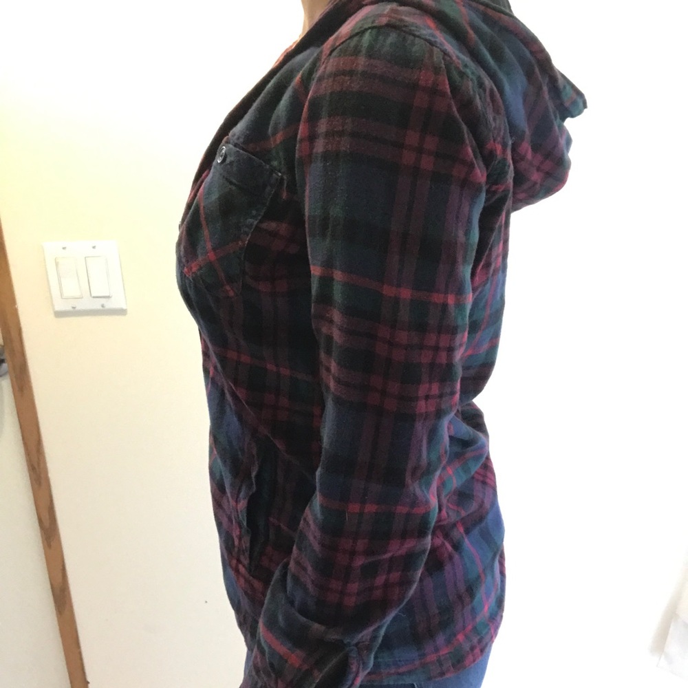Button up flannel jacket with hood - Picture 2 of 6